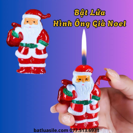 BẬT LỬA HÌNH ÔNG GIÀ NOEL CẦM GIỎ QUÀ - XÀI GAS