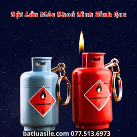BẬT LỬA MÓC KHOÁ HÌNH BÌNH GAS KIM LOẠI - XÀI GAS 