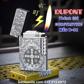 BẬT LỬA GAS ĐÁ DUPONT HÌNH CÂY THÁNH GIÁ TRỪ TÀ CONSTANTINE KIM LOẠI - XÀI GAS