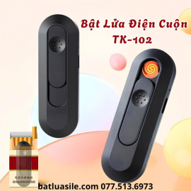 BẬT LỬA ĐIỆN CUỘN ĐEN TRƠN TK-102 FULL BOX - SẠC PIN
