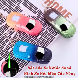 BẬT LỬA KHÒ MÓC KHOÁ HÌNH CHIẾC XE HƠI MÀU CẦU VỒNG CÓ ĐÈN KIM LOẠI - XÀI GAS