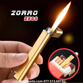 BẬT LỬA ZORRO Z503 GAS ĐÁ RÃNH TAY THANH TAM GIÁC - XÀI GAS