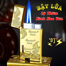 BẬT LỬA KHÒ 2 TIA GAS LỘ THIÊN HÌNH HOA VĂN KIM LOẠI - XÀI GAS