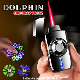 BẬT LỬA KHÒ CẢM BIẾN DOLPHIN CON QUAY TH662 - 5 CHỨC NĂNG CẢM BIẾN CÓ ĐÈN NHẤP NHÁY - KIM LOẠI - FULL BOX 