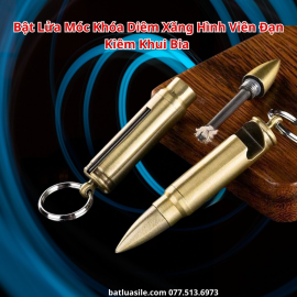 BẬT LỬA MÓC KHOÁ DIÊM XĂNG HÌNH VIÊN ĐẠN KIÊM ĐỒ KHUI BIA 2IN1 - XÀI XĂNG