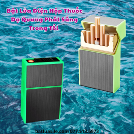 BẬT LỬA ĐIỆN HỘP THUỐC DẠ QUANG PHÁT SÁNG TRONG TỐI ĐỰNG ĐƯỢC 20 ĐIẾU LỚN FULL BOX - SẠC ĐIỆN