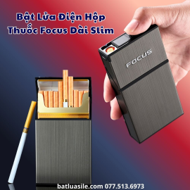 BẬT LỬA ĐIỆN KIÊM HỘP THUỐC FOCUS DÀI SLIM ĐỂ ĐƯỢC 20 ĐIẾU FULL BOX - SẠC ĐIỆN