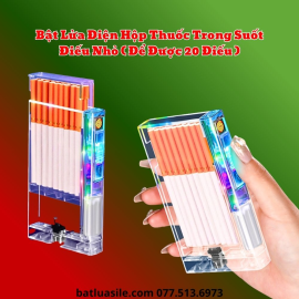BẬT LỬA ĐIỆN KIÊM HỘP THUỐC HY901 TRONG SUỐT ĐỂ ĐƯỢC 20 ĐIẾU DÀI SLIM FULL BOX - SẠC ĐIỆN