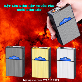 BẬT LỬA ĐIỆN KIÊM HỘP THUỐC VÂN XƯỚC H18 ĐỂ ĐƯỢC 20 ĐIẾU FULL BOX - SẠC ĐIỆN
