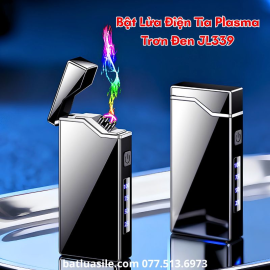 BẬT LỬA ĐIỆN TIA PLASMA TRƠN ĐEN JL339 CÓ ĐÈN LED HIỂN THỊ PIN - FULL BOX - SẠC ĐIỆN