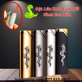 BẬT LỬA KHÒ TRƠN ĐÍNH NỔI HÌNH CON RẮN KIM LOẠI - XÀI GAS