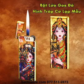 BẬT LỬA GAS ĐÁ SIÊU MỎNG HÌNH TRÁP CƠ LẠP MẪU KIM LOẠI - XÀI GAS