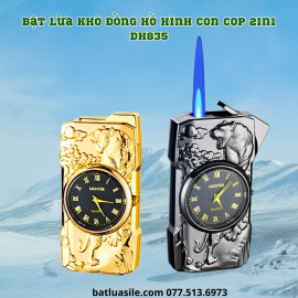 BẬT LỬA KHÒ ĐỒNG HỒ HÌNH CON CỌP 2IN1 DH835 KIM LOẠI FULL BOX - XÀI GAS