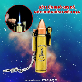 BẬT LỬA KHÒ GAS ĐÁ MÓC KHOÁ HÌNH VIÊN ĐẠN KIM LOẠI - XÀI GAS
