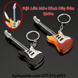 BẬT LỬA MÓC KHOÁ HÌNH CÂY ĐÀN GHI TA KIM LOẠI - XÀI GAS