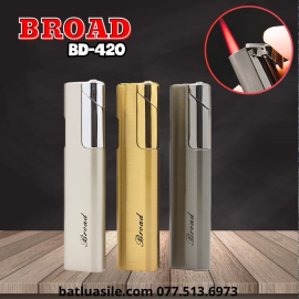 BẬT LỬA KHÒ BROAD TRƠN BÓNG BD-420 KIM LOẠI - XÀI GAS
