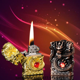 BẬT LỬA ZIPPO HÌNH RỒNG CẨN NGỌC KIM LOẠI - XÀI XĂNG