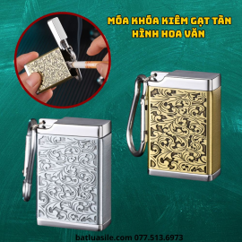 MÓC KHÓA KIÊM GẠT TÀN THUỐC HÌNH HOA VĂN - KIM LOẠI
