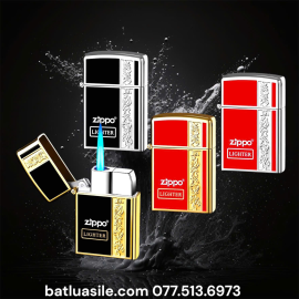 BẬT LỬA ZIPPO KHÒ HÌNH HOA VĂN DẬP NỔI KIM LOẠI - XÀI GAS
