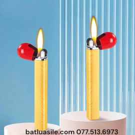 BẬT LỬA GAS ĐÁ RÃNH TAY HÌNH QUE DIÊM KIM LOẠI - XÀI GAS
