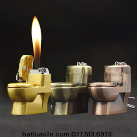 BẬT LỬA MÓC KHÓA HÌNH BỒN CẦU KIM LOẠI - XÀI GAS