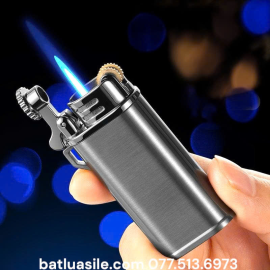 BẬT LỬA KHÒ CHIEF GAS ĐÁ RÃNH TAY TRƠN BÓNG KIM LOẠI - XÀI GAS
