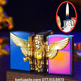 BẬT LỬA ZIPPO HÌNH CON NGỰA THIÊN THẦN KIM LOẠI - XÀI GAS