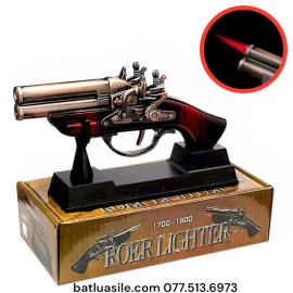 BẬT LỬA KHÒ HÌNH SÚNG CỔ ĐIỂN 1800 SIZE 18CM CÓ GIÁ ĐỠ TRƯNG BÀY FULL BOX - XÀI GAS