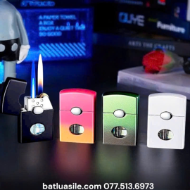BẬT LỬA HONEST GAS ĐÁ 2 CHẾ ĐỘ LỬA GASLỘ THIÊN CÓ ĐÈN NHẤP NHÁY KIM LOẠI - FULL BOX - XÀI GAS