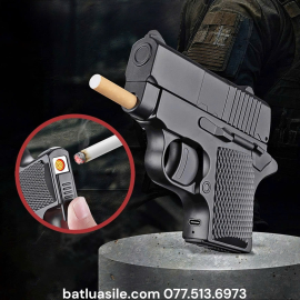 BẬT LỬA ĐIỆN HỘP THUỐC 2IN1 HÌNH SÚNG ĐỰNG ĐƯỢC 4 ĐIẾU THUỐC FULL BOX - SẠC ĐIỆN