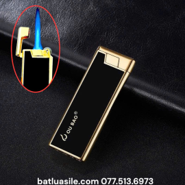 BẬT LỬA KHÒ GAS ĐÁ RÃNH TAY OU BAO ĐEN TRƠN BÓNG SIÊU MỎNG – XÀI GAS
