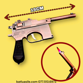 BẬT LỬA KHÒ HÌNH SÚNG CỔ ĐIỂN BẾN THƯỢNG HẢI SIZE: 18CM KIM LOẠI - XÀI GAS