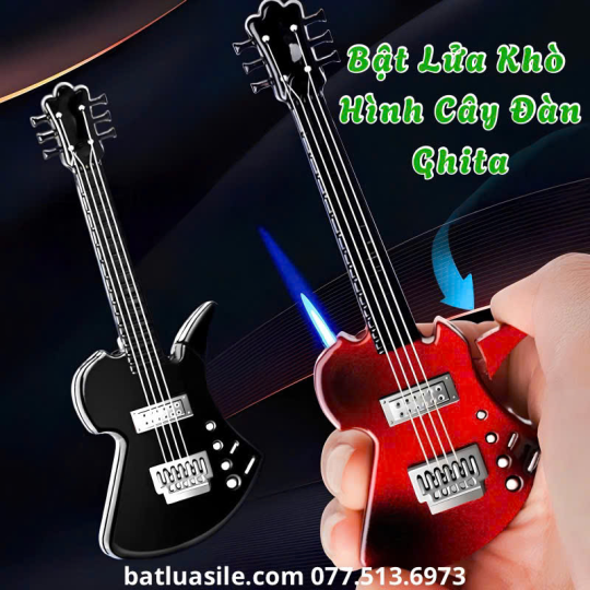BẬT LỬA KHÒ HÌNH CÂY ĐÀN GHI TA KIM LOẠI - XÀI GAS
