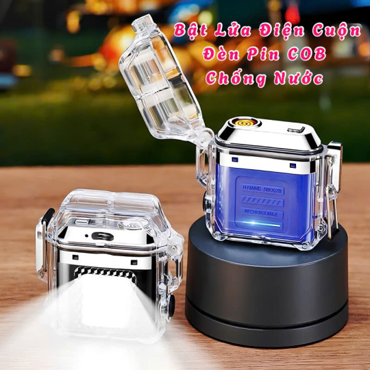 BẬT LỬA ĐIỆN CUỘN CÓ ĐÈN COB SIÊU SÁNG CHỐNG NƯỚC FULL BOX - SẠC ĐIỆN