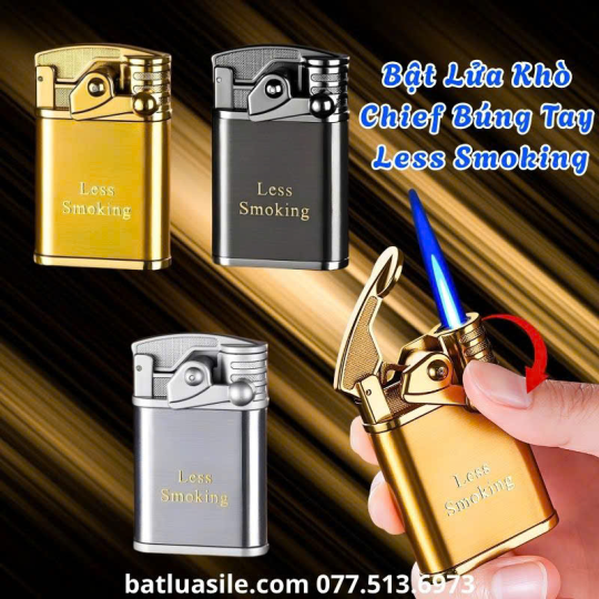 BẬT LỬA KHÒ CHIEF BÚNG TAY LESS SMOKING KIM LOẠI - XÀI GAS
