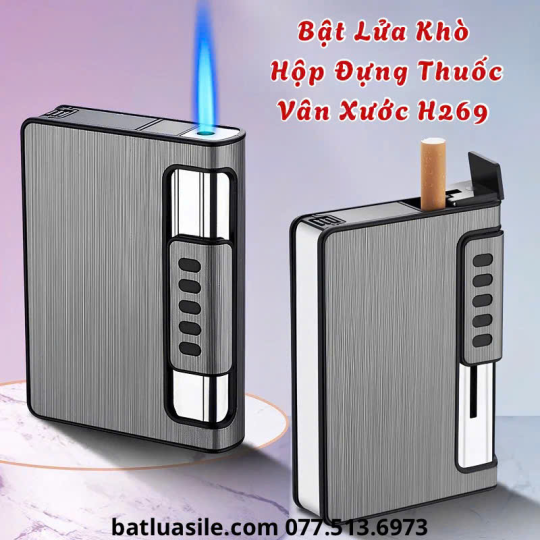 BẬT LỬA KHÒ HỘP THUỐC 2IN1 H-269 ĐỰNG ĐƯỢC 10 ĐIẾU - XÀI GAS