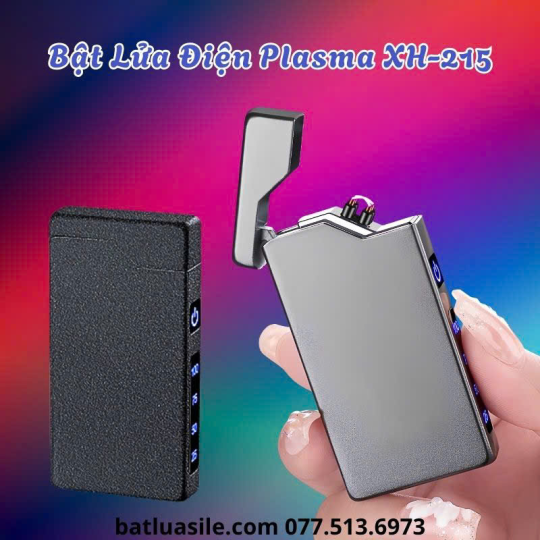 BẬT LỬA ĐIỆN PLASMA XH-215 CÓ ĐÈN LED HIỂN THỊ PIN KIM LOẠI - FULL BOX - SẠC ĐIỆN