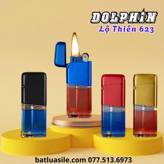 BẬT LỬA XĂNG ĐÁ DOLPHIN LỘ THIÊN 623 NHIỀU MÀU - XÀI XĂNG