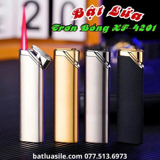 BẬT LỬA KHÒ TRƠN BÓNG XF-4201 KIM LOẠI - XÀI GAS