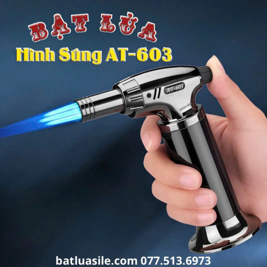 BẬT LỬA KHÒ 3 TIA HÌNH SÚNG MỒI BẾP AT-603 FULL BOX - XÀI GAS