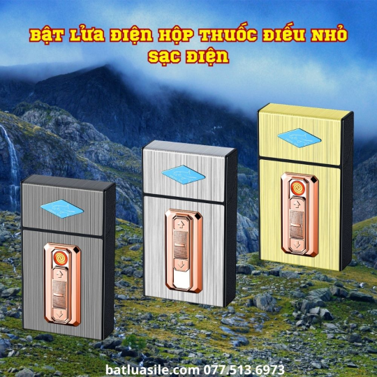 BẬT LỬA ĐIỆN KIÊM HỘP THUỐC H25 ĐỂ ĐƯỢC 20 ĐIẾU DÀI SLIM FULL BOX - SẠC ĐIỆN