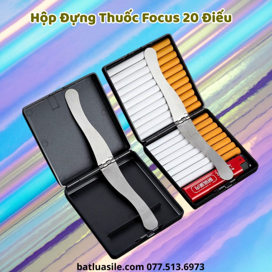 HỘP ĐỰNG THUỐC LÁ FOCUS YH118 ĐỂ ĐƯỢC 20 ĐIẾU KÈM KHAY ĐỰNG BẬT LỬA - FULL BOX