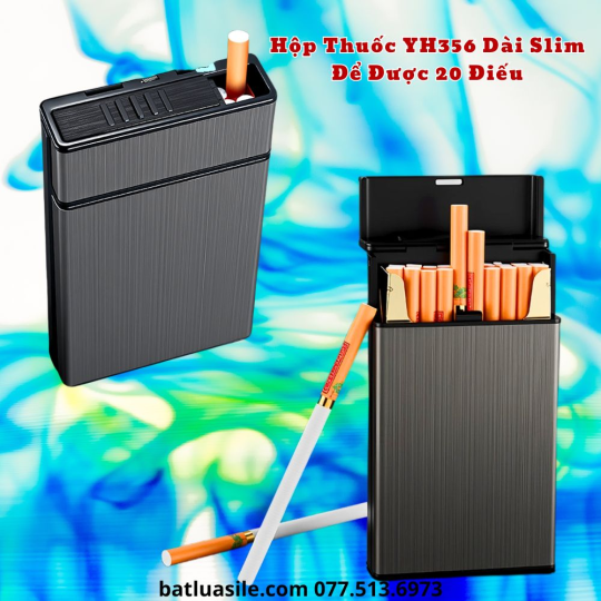 HỘP ĐỰNG THUỐC LÁ YH356 DÀI SLIM ĐỂ ĐƯỢC 20 ĐIẾU - CÓ 2 KIỂU LẤY THUỐC - FULL BOX