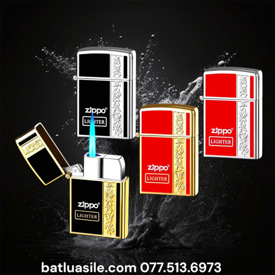 BẬT LỬA ZIPPO KHÒ HOA VĂN KHẮC NỔI ( KIM LOẠI ) - ( XÀI GA )