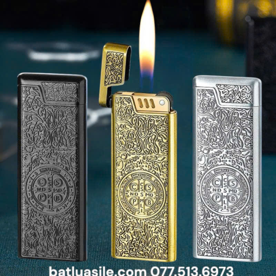 BẬT LỬA GAS ĐÁ PROMISE PR133 SIÊU MỎNG HÌNH CÂY THÁNH GIÁ TRỪ TÀ CONSTANTINE - XÀI GA