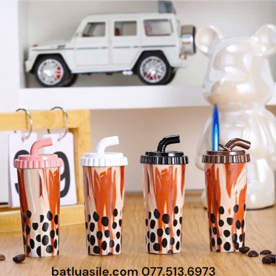 BẬT LỬA KHÒ HÌNH LY TRÀ SỮA TRÂN CHÂU SIZE 10CM - XÀI GAS