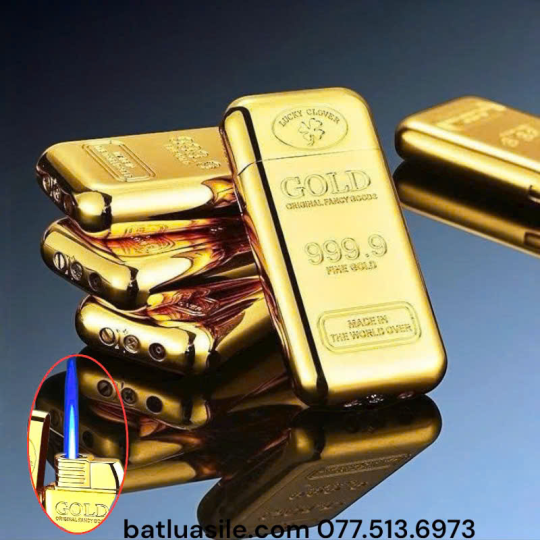 BẬT LỬA KHÒ HÌNH THỎI VÀNG 999.9 KIM LOẠI - XÀI GAS