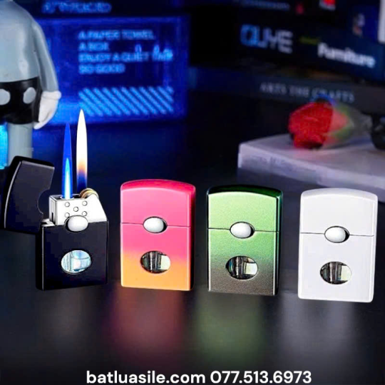 BẬT LỬA HONEST GAS ĐÁ 2 CHẾ ĐỘ LỬA GASLỘ THIÊN CÓ ĐÈN NHẤP NHÁY KIM LOẠI - FULL BOX - XÀI GAS