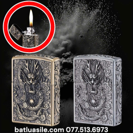 BẬT LỬA ZIPPO KHẮC NỔI 6 MẶT HÌNH RỒNG ( XÀI XĂNG ) - ( FULL, BOX )