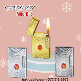 BẬT LỬA DUPONT GAS ĐÁ LỐC XOÁY CẨN NGỌC ĐỎ MẪU D-8 ( XÀI GA )